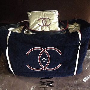 Chanel Airline terry beach tote with towel NWT